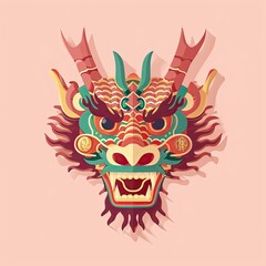 Vector Illustration of Front View of Dragon's Head