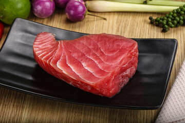 Raw fresh tuna steak for grill