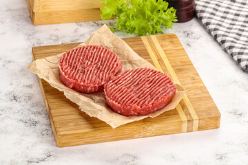 Raw beef  burger cutlet for grill