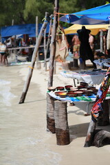 Souvenir stalls on Mauritius beach