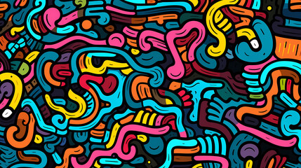 Funny doodle seamless pattern, artistic background