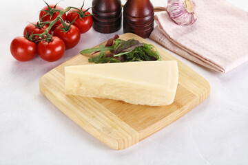 Piece Italian hard parmesan cheese