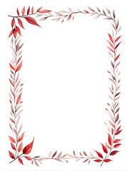 Obraz premium red-leafy-frame-in-watercolor-illustration-minimalist-style-no-background-sharp-focus-trending