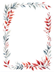 Fototapeta na wymiar red-leafy-frame-in-watercolor-illustration-minimalist-style-no-background-sharp-focus-trending