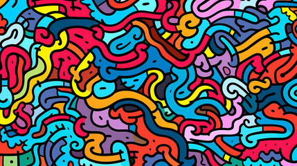 Obraz premium Funny doodle seamless pattern, artistic background