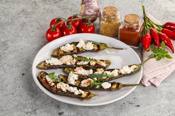 Grilled eggplant with feta cheese