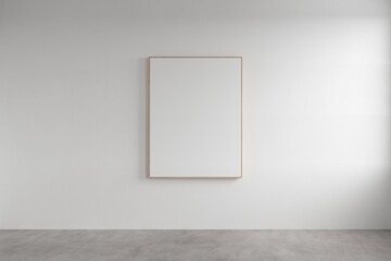 Mockup rectangle frame in minimalist interior background. Empty frame with natural lighting on...