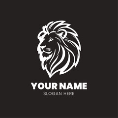 Side profile logo design of full body lion in 1 white color. Generative Ai.