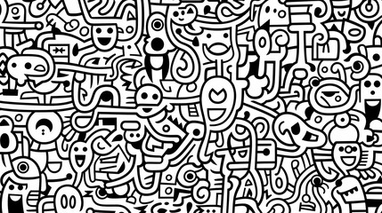 Funny doodle seamless pattern, artistic background