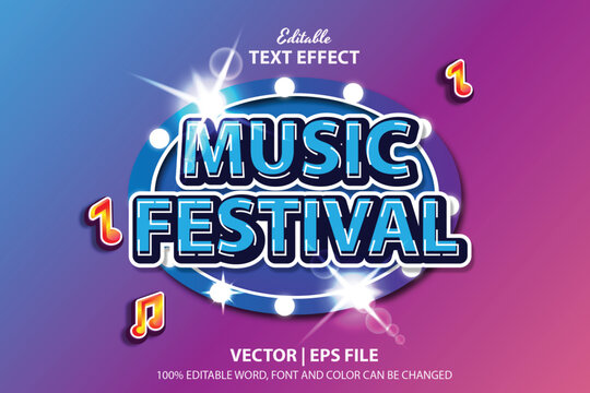3d vector text effect music festival template good for headline, banner, poster or social media post celebration music concert