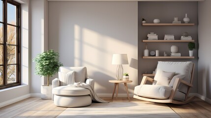 Interior design of living room, baby room, bed room with sofa sitting pillows
