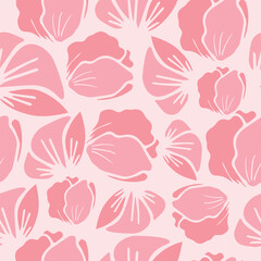 Seamless floral pattern with abstract tulips. Floral background.