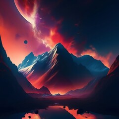 sunrise over the mountains Generated by Ai 