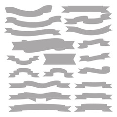 Banner ribbon set silhouette vector black shape