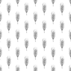 Seamless pattern with wheat doodle for decorative print, wrapping paper, greeting cards, wallpaper and fabric