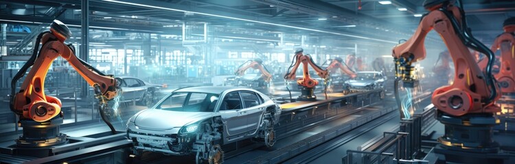Cutting-edge technology is integral to the modern automobile production line.
