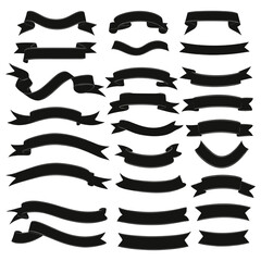 Banner ribbon set silhouette vector black shape