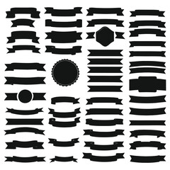 Banner ribbon set silhouette vector black shape