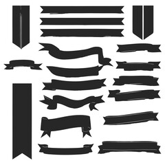 Banner ribbon set silhouette vector black shape