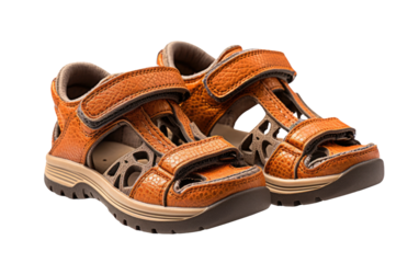 Kids Velcro Sandals for Effortless Summer Fun and Comfort on a White or Clear Surface PNG Transparent Background.