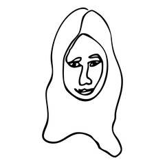 woman, single continuous line art, hand draw sketch doodle 
