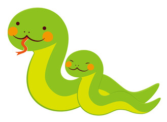 蛇の親子のイラスト
