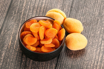 Dried apricot heap in the bowl