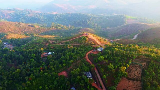 Ariel shot of the rocky mountains in vagamon, Kerala, India. Vagamon is a hill station located in Kottayam- Idukki border of Kerala.