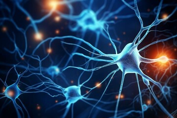 Representation of Alzheimer's: Amyloid plaques on a neuron. Generative AI