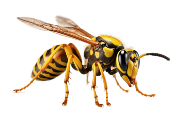 Yellow Jacket Wasp, A Skilled Flier Wearing the Colors of Nature Alertness on a White or Clear Surface PNG Transparent Background.