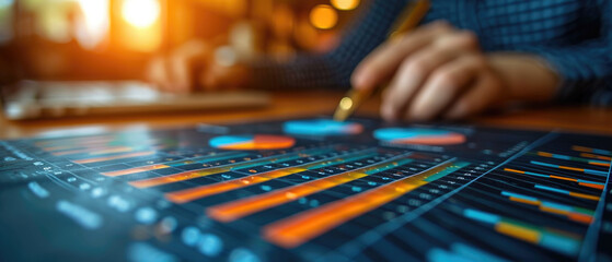 Businessman analysing forex trading graph financial data.