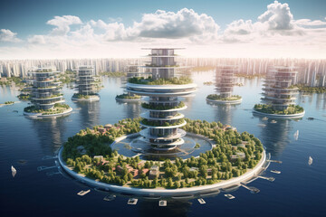 futuristic city skyline. Generative Ai