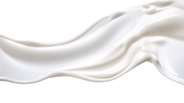 Thick fresh milk flows in a curve shape isolated background