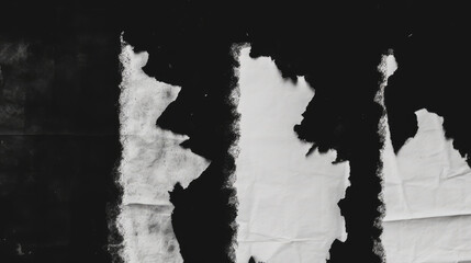 Old ripped torn black and white posters textures backgrounds grunge creased crumpled paper vintage collage placards empty space