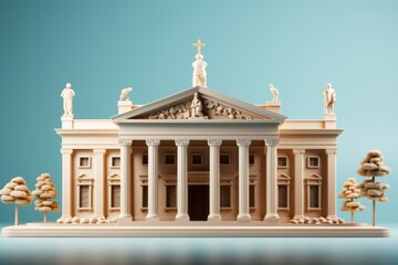 Classic Bank Architecture, on an isolated Sandstone Beige background, Generative AI