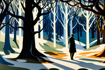 landscape with trees Generative AI