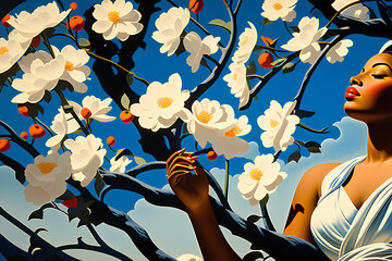 girl with flowers Generative AI