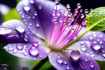 water drops on flower Generative AI