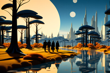 sunset over the sea Generative AI