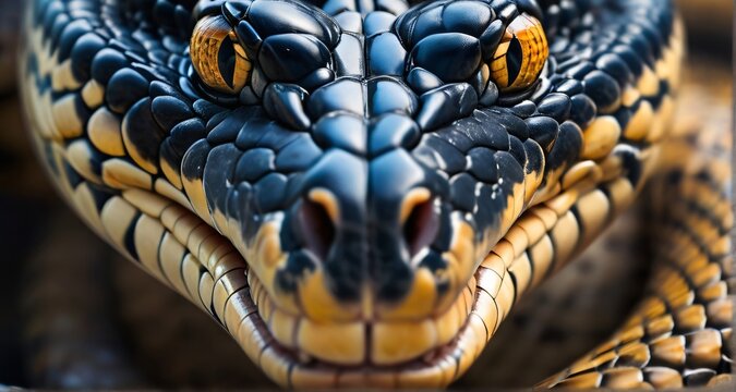 Cobra snake face high details blur background