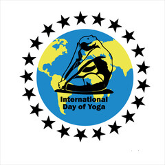 Beautiful concept banner vector illustration for the International Yoga day with lotus pose silhouette and candles. simple logo design, design of international yoga day celebrated in june. Encourage 
