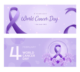 Card set World Cancer Day Flyer Template Flat Design Health care Illustration Editable of Square Background for Social media, Greetings Card or Web Ads, Vector Illustration