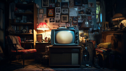 Pile old retro television - obrazy, fototapety, plakaty