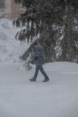 Person out walking in cold snowy winter weather