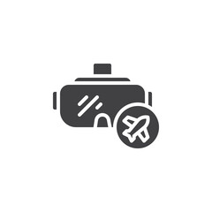 VR headset and airplane vector icon