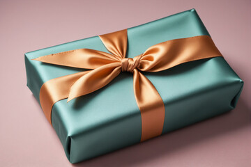 A gift elegantly wrapped in a solid color cloth