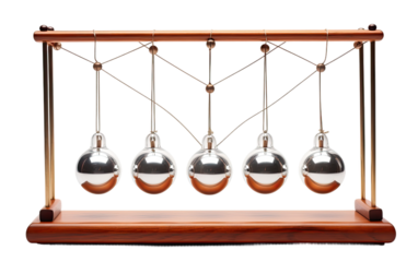 Educational Power of Newton Cradle in Studying Conservation Principles on a White or Clear Surface PNG Transparent Background.