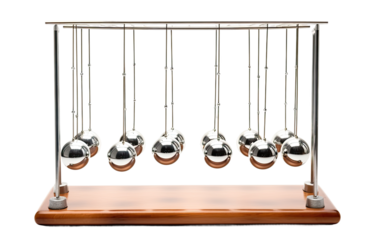 Beauty of Conservation Demonstrated by Newton Cradle Wonders on a White or Clear Surface PNG Transparent Background.
