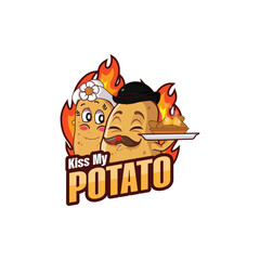 Spud Smooch: A Tasty Tale of Mr. and Mrs. Potato - Pictorial Mascot Logo for Fast Food Delights