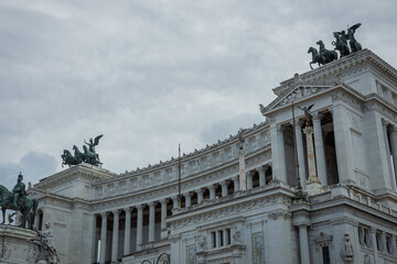 National monument of Vittorio Emmanuele II or victor emanuel the second.. Majestic white building...